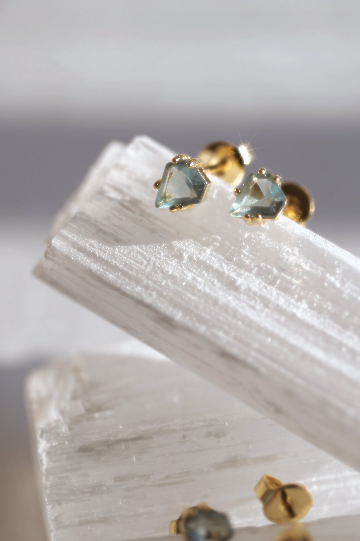 Blue Topaz Shield Studs