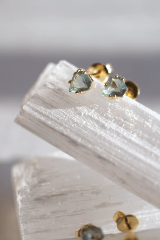 Blue Topaz Shield Studs