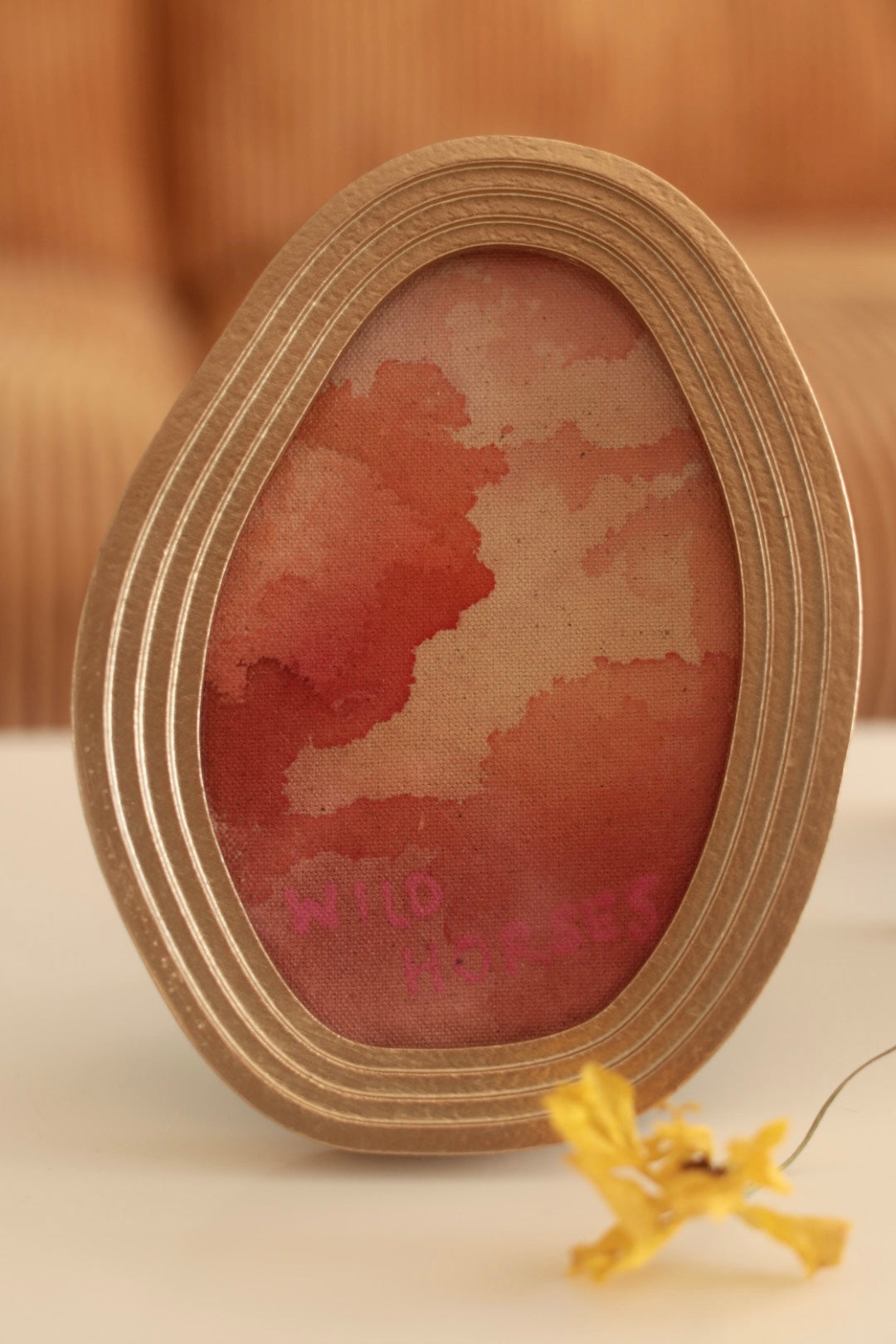 Year Of The Fire Horse Original Painting - Wild Horses Gold Oval Frame