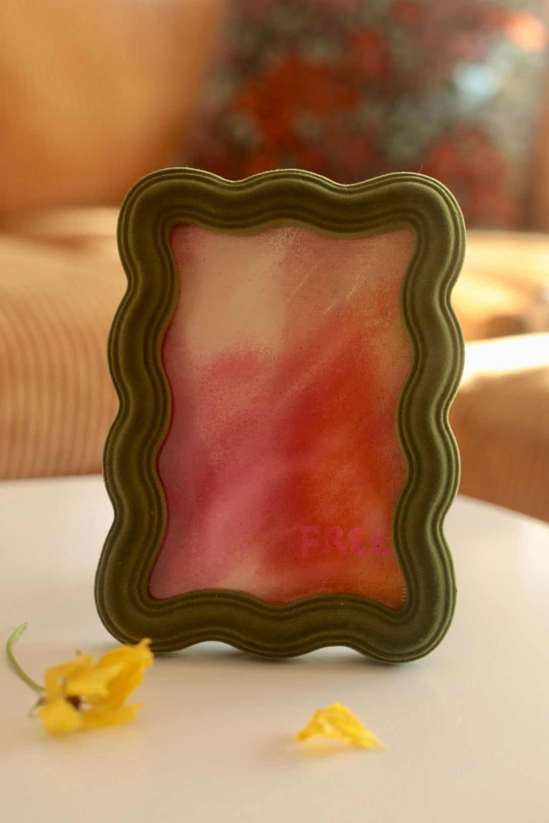 Year Of The Fire Horse Original Painting - "Free" Green Velvet Frame