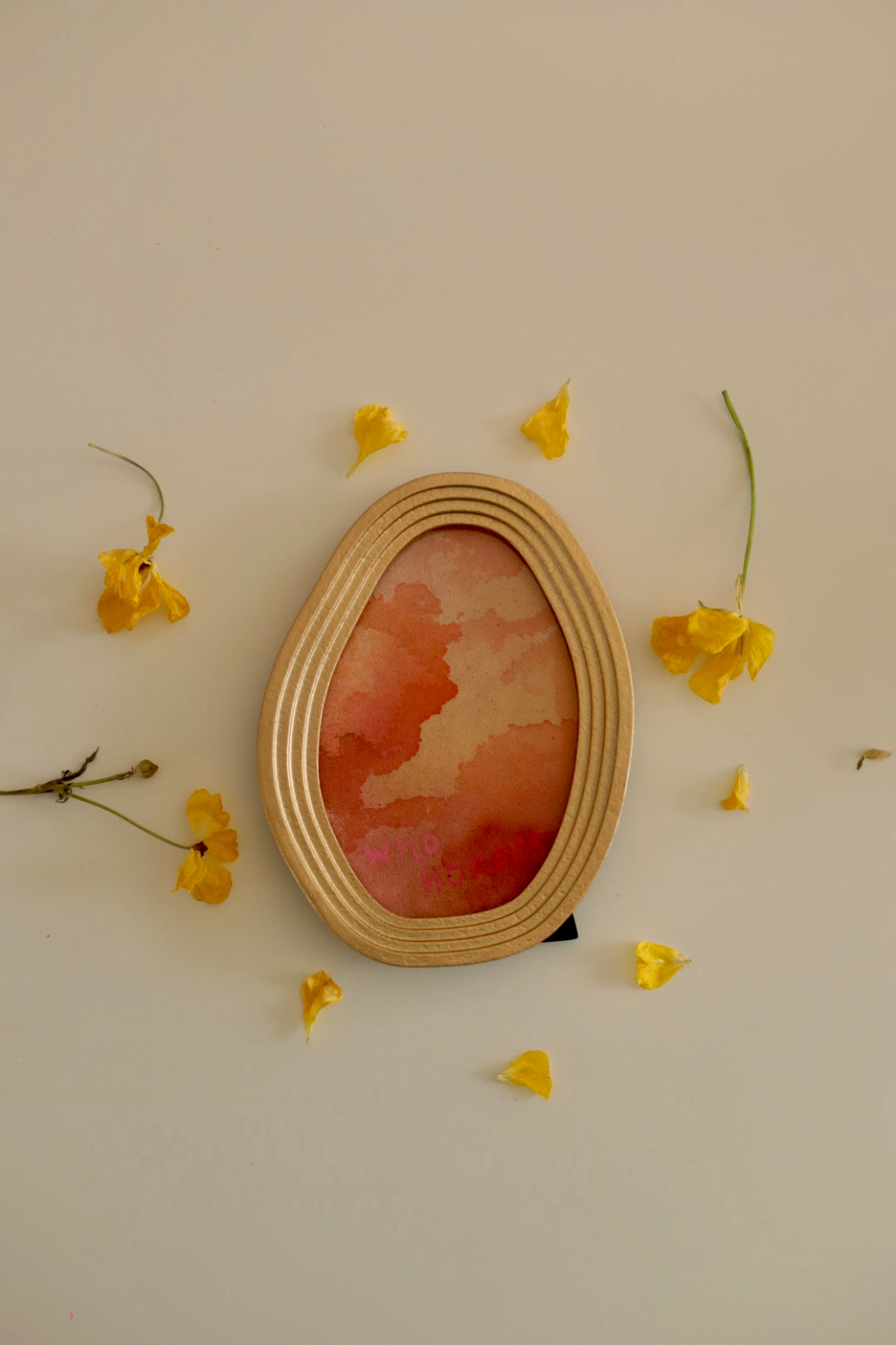 Year Of The Fire Horse Original Painting - Wild Horses Gold Oval Frame