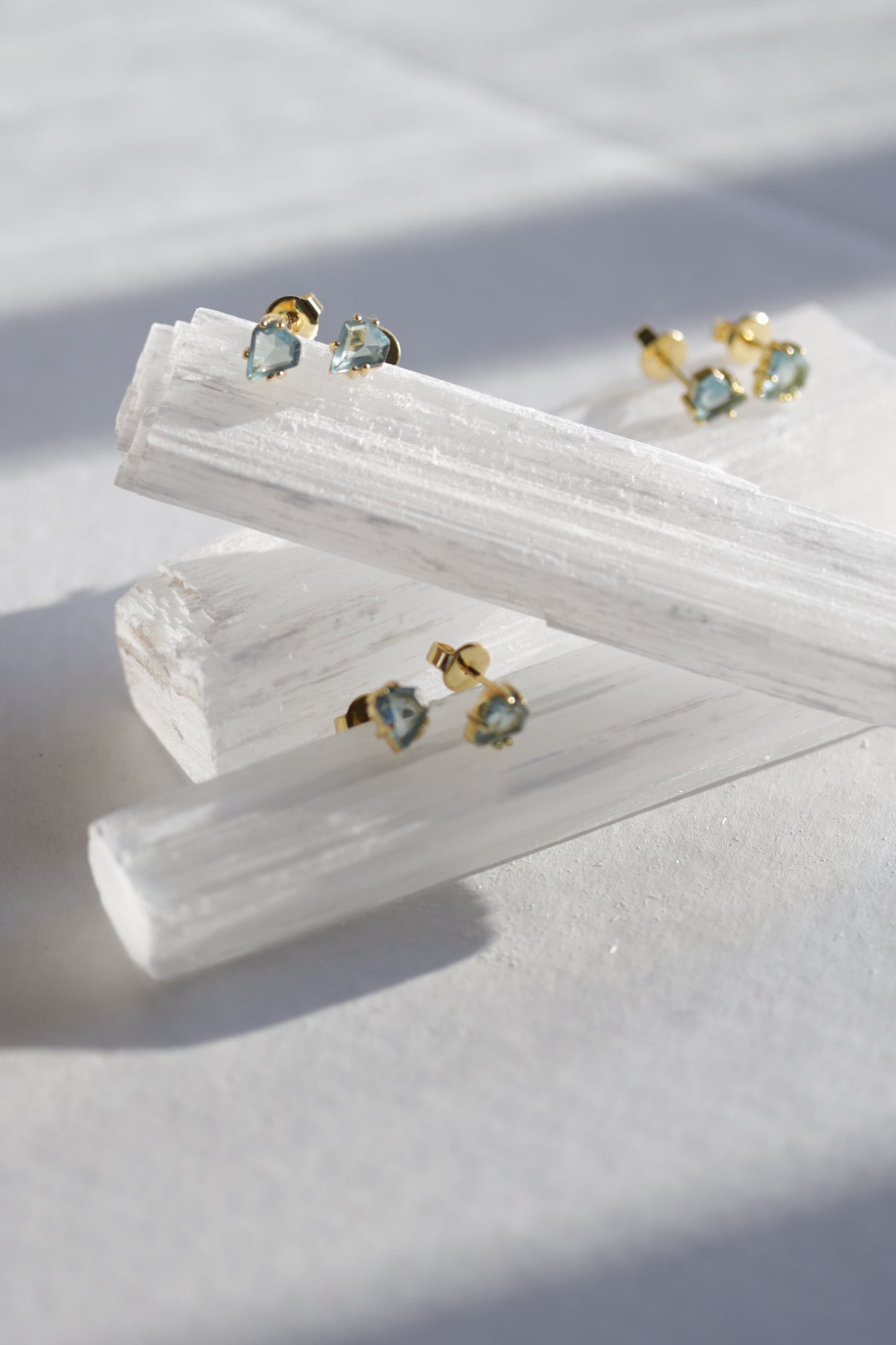 Blue Topaz Shield Studs