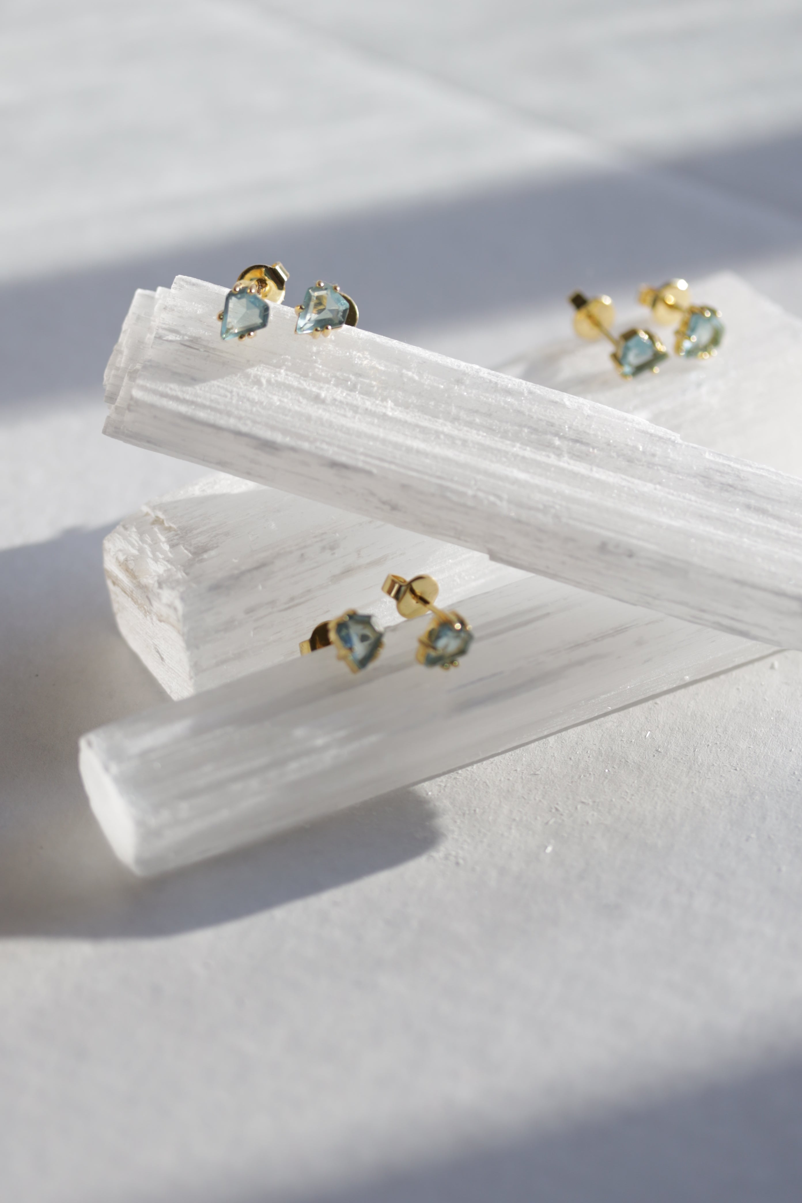 Blue Topaz Shield Studs