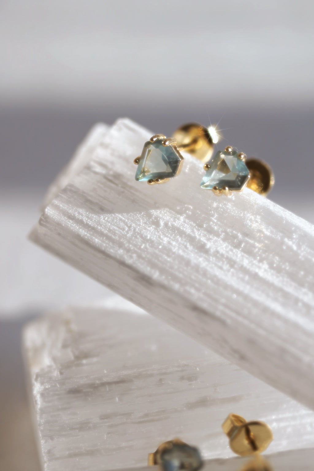 Blue Topaz Shield Studs
