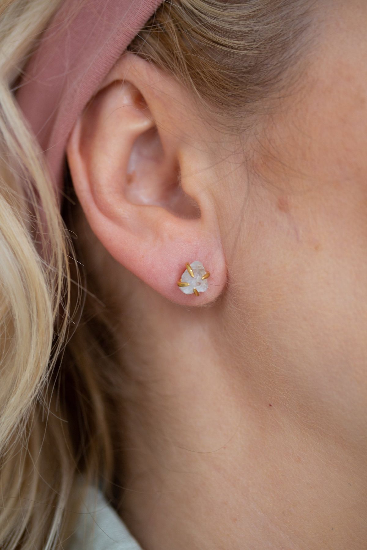 Raw Aquamarine Studs