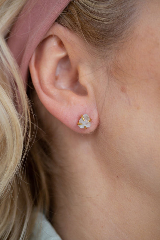 Raw Aquamarine Studs