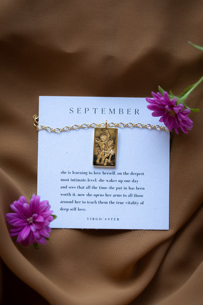 Virgo Birth Flower Zodiac Necklace