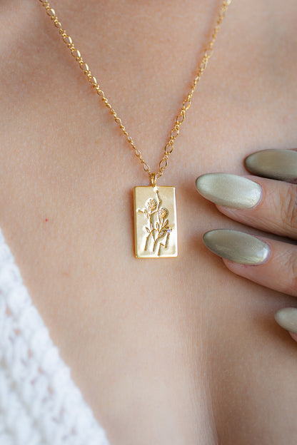Virgo Birth Flower Zodiac Necklace