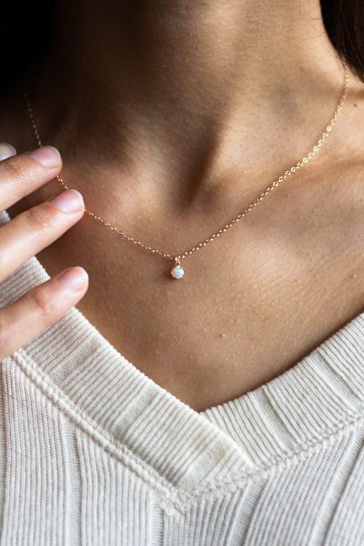 Tiny Opal Necklace- pendant only