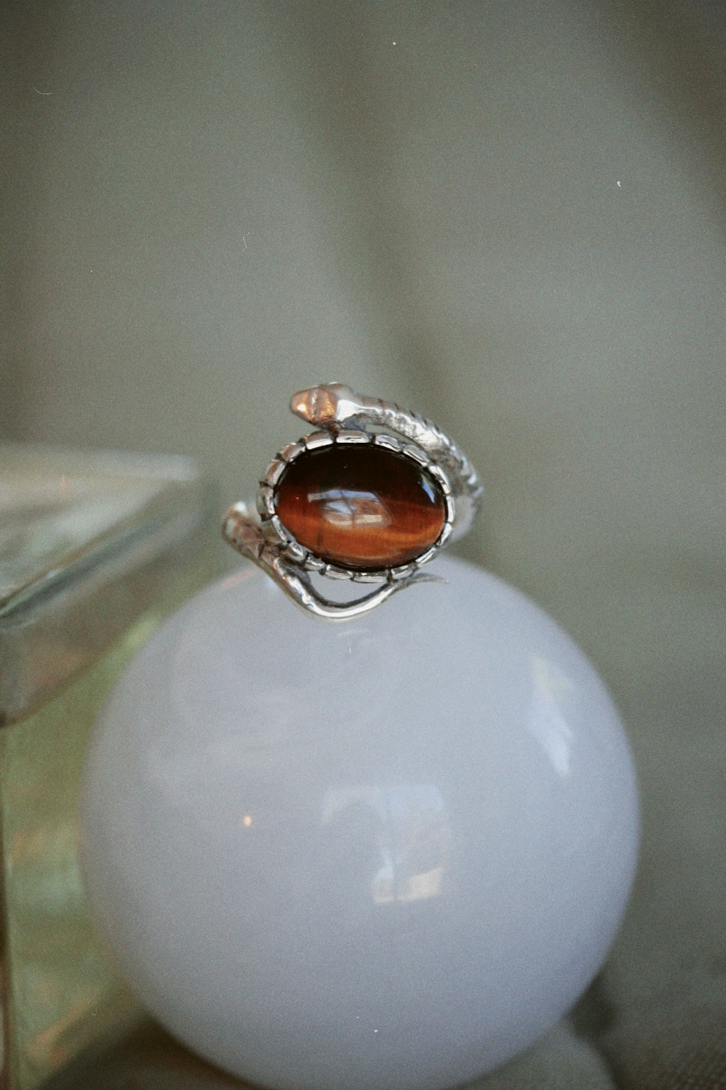 "Lilith" Handmade Snake Ring- Choose your crystal