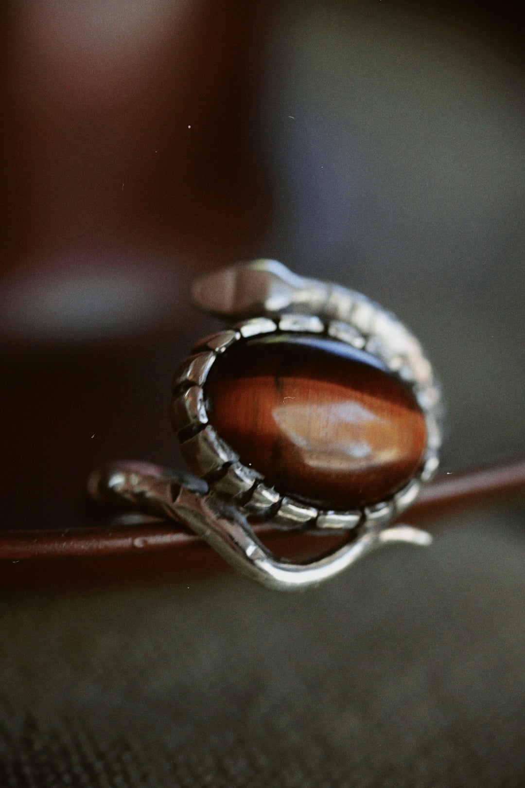 "Lilith" Handmade Snake Ring- Choose your crystal