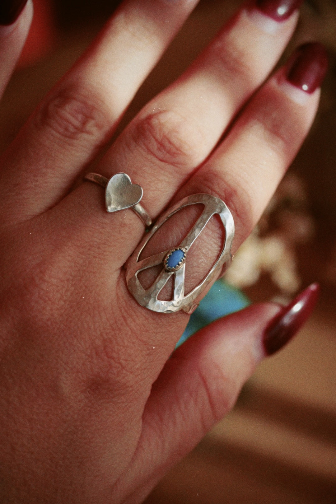 Peace Sign Sterling Silver Ring