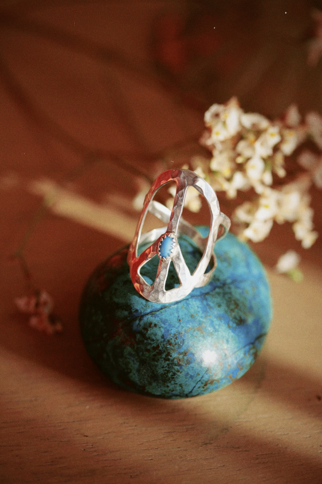 Peace Sign Sterling Silver Ring