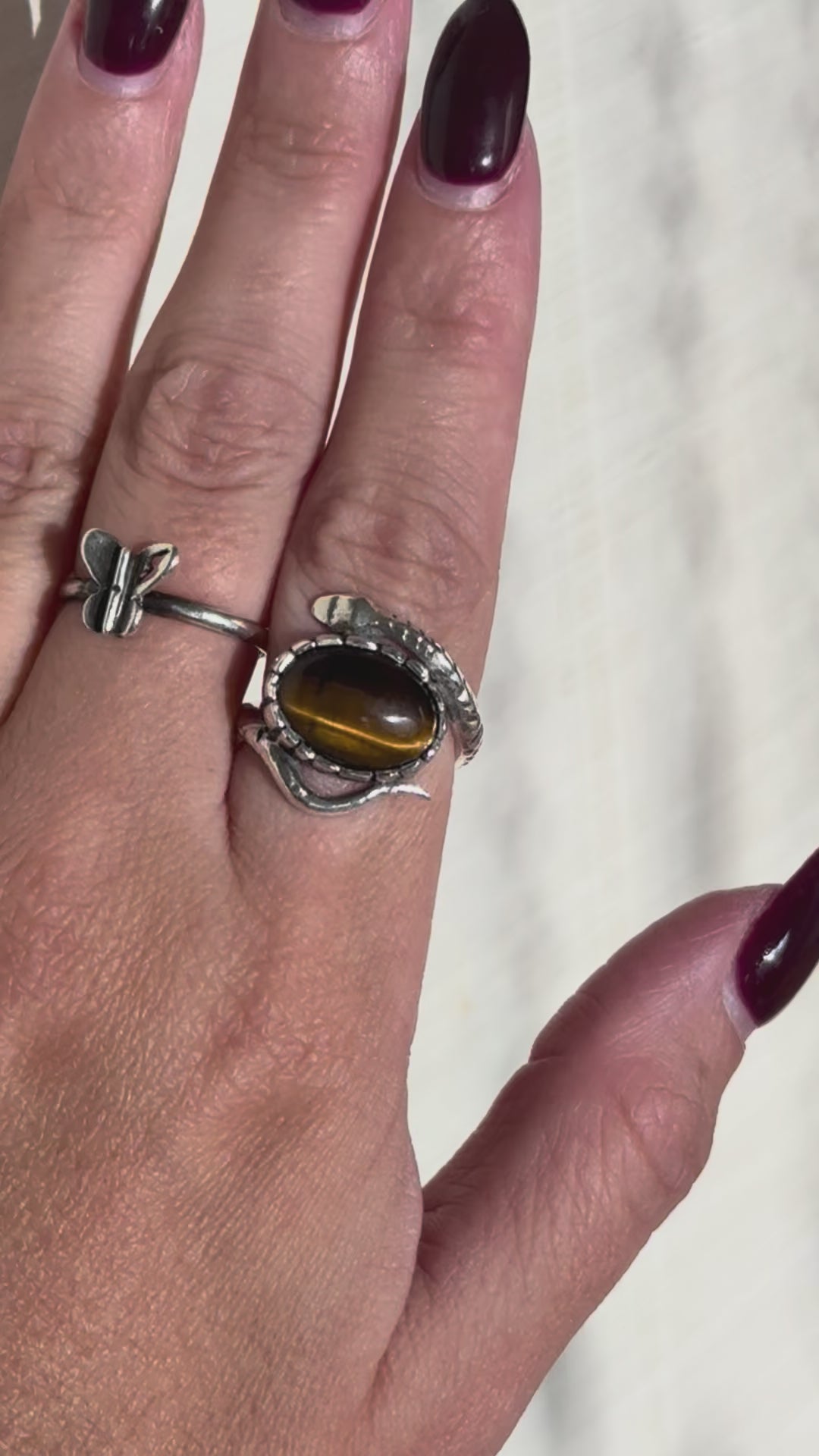 "Lilith" Handmade Snake Ring- Choose your crystal